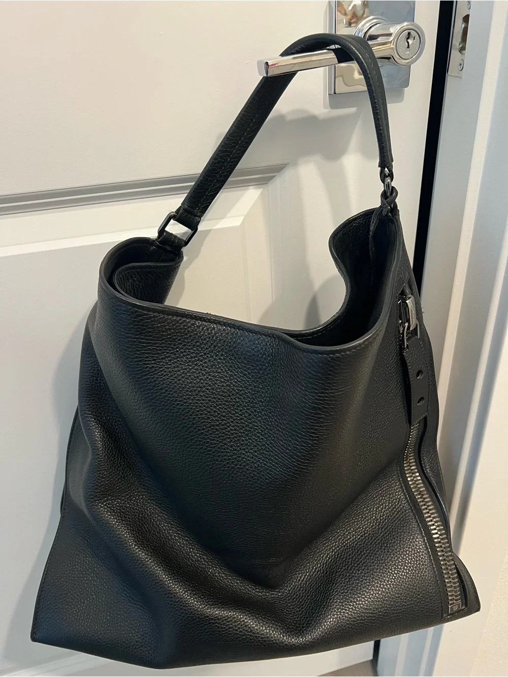 TOM FORD Alix Sleek Black Pebbled Leather Hobo Bag - Women's Shoulder Tote